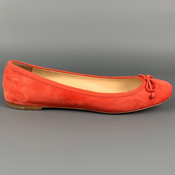 CHRISTIAN LOUBOUTIN Size 6.5 Coral Suede Ballet Flats - Picture 1 of 7